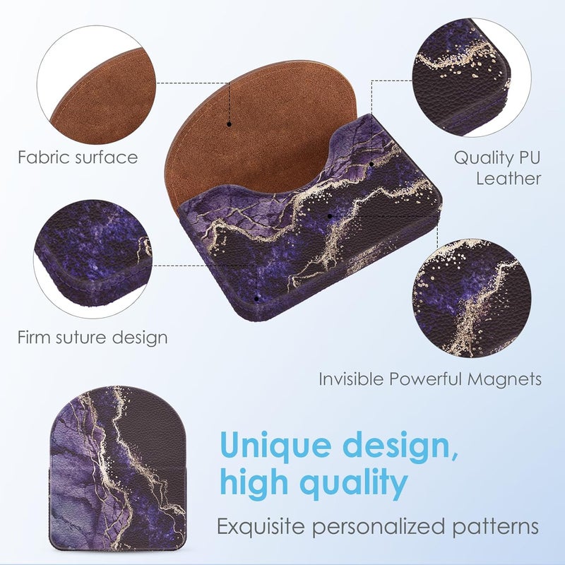 Xavier Business Card Holder，PU Leather Business Card Case Color Printing Pattern Card Holder Wallet，Pockets Magnetic Credit Card Holders for Men and Women，Purple Marble - Image 3